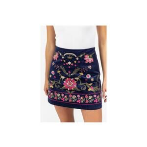 Harper Heritage Embroidered Corduroy Skirt Medium
